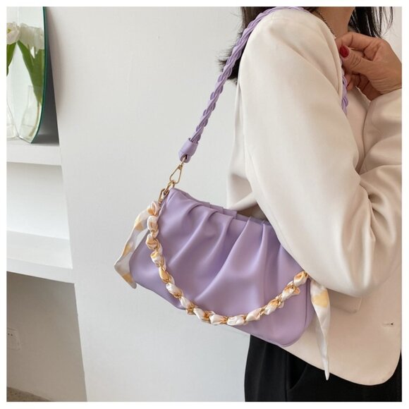 Y2K Statement Chain Ruched Shoulder Bag/Multiple colors available - Picture 9 of 16